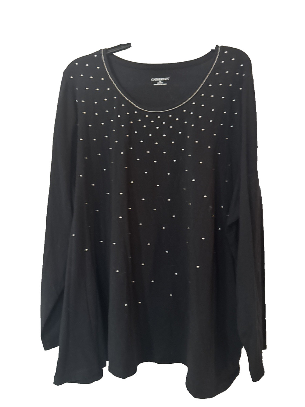 Catherines Black Long Sleeve Studded Embellished Sweater 3x 26/28w #90